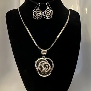 Silver Necklace with Matching Earrings